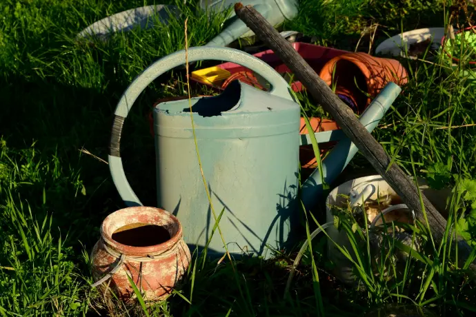 white and brown watering can on green grass spectrautonomie.be